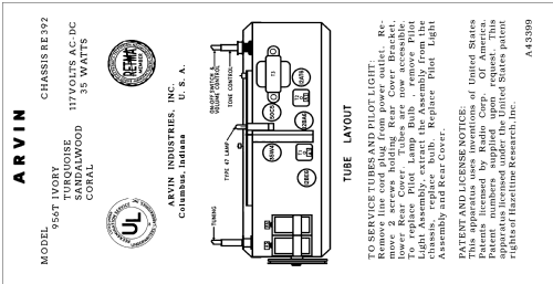 956T1 Ch= RE392; Arvin, brand of (ID = 3040357) Radio