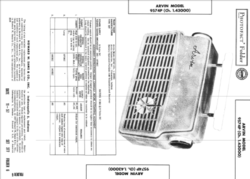 957AP Ch= 1.43000; Arvin, brand of (ID = 2466712) Radio