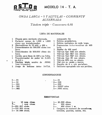 14 TA; Astor; Argentina (ID = 2931124) Radio