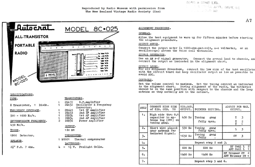 All Transistor Portable Long Distance 8C.025; Autocrat Radio Ltd.; (ID = 2977833) Radio