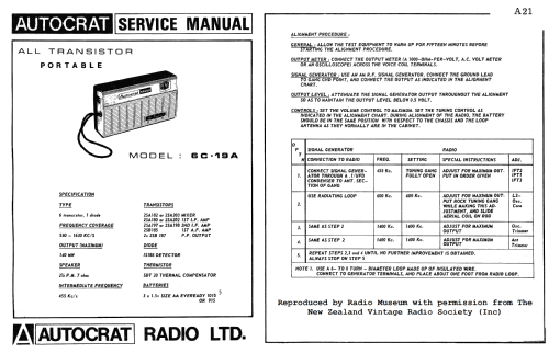 Autocrat Sanyo All Transistor Portable 6C-19A; Autocrat Radio Ltd.; (ID = 2980285) Radio