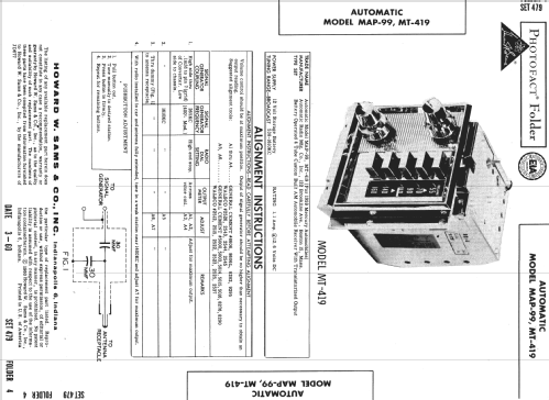 MT-419 Automatic; Automatic Radio Mfg. (ID = 542145) Car Radio