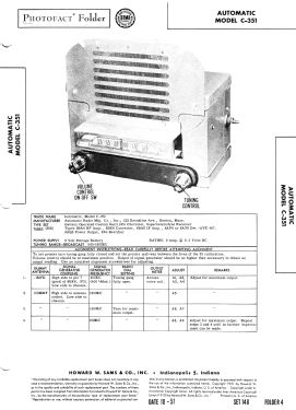 C-351 ; Automatic Radio Mfg. (ID = 2963080) Car Radio