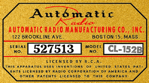 CL-152B ; Automatic Radio Mfg. (ID = 3064207) Radio