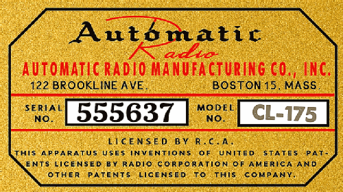 CL-175 ; Automatic Radio Mfg. (ID = 3064210) Radio