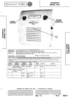 P-651 ; Automatic Radio Mfg. (ID = 3070014) Car Radio