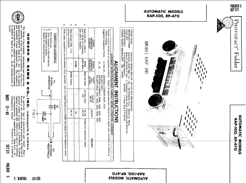 RAP-100 ; Automatic Radio Mfg. (ID = 501113) Car Radio