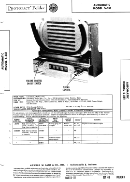 S-551 ; Automatic Radio Mfg. (ID = 2958788) Car Radio