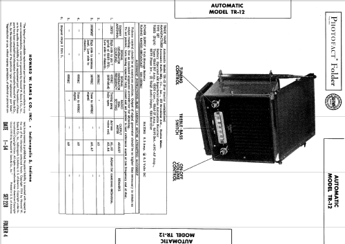 TR-12 ; Automatic Radio Mfg. (ID = 553353) Car Radio