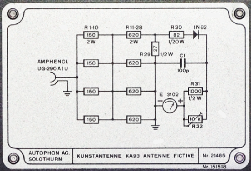 Kunstantenne, Antenne fictive - Dummy Load KA 93; Autophon AG inkl. (ID = 3043451) Ausrüstung