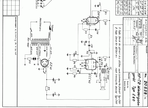 HF-Telefonrundspruch-Gerät E60; Autophon AG inkl. (ID = 682348) Radio