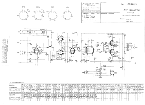 NF-Verstärker NV20-6; Autophon AG inkl. (ID = 2089044) Ampl/Mixer