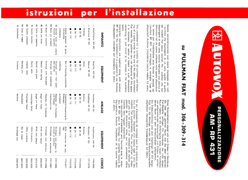 AM/RP431; Autovox SPA; Roma (ID = 2227589) Car Radio