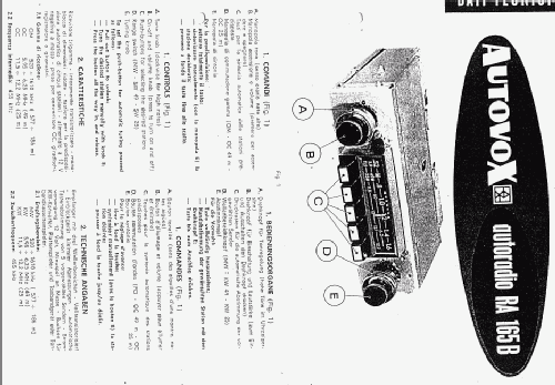 RA165B; Autovox SPA; Roma (ID = 954899) Car Radio