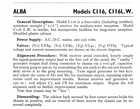 Alba C116 L.W.; Alba Brand Balcombe (ID = 562039) Radio