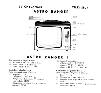 Astro Ranger I Ch= 68-5N-215 VAPA; Barco, Belgian (ID = 3094120) Television