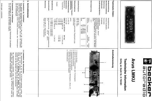Avus LMKU; Becker, Max Egon, (ID = 652635) Car Radio