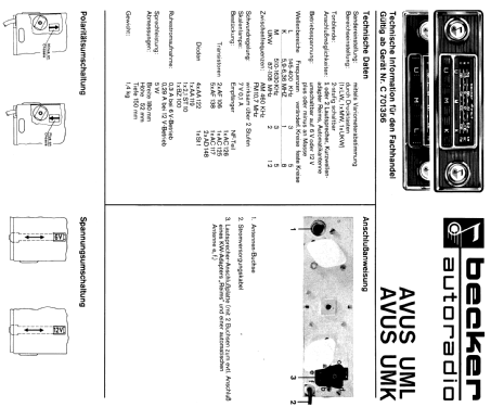 Avus UML; Becker, Max Egon, (ID = 683788) Car Radio