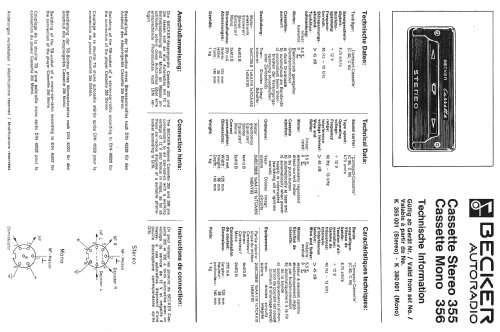 Cassette Stereo 355; Becker, Max Egon, (ID = 125612) Enrég.-R