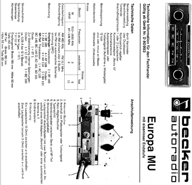 Europa TR MU; Becker, Max Egon, (ID = 691683) Car Radio