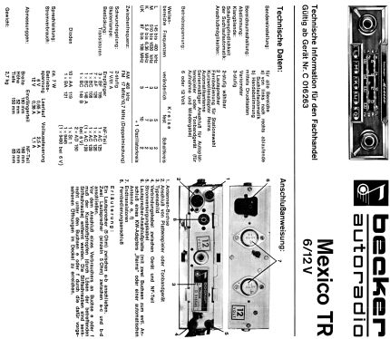 Mexico TR 6-12V ab C016263; Becker, Max Egon, (ID = 1843321) Car Radio