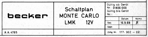 Monte Carlo LMK; Becker, Max Egon, (ID = 2277599) Autoradio