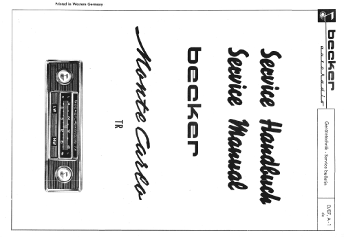 Monte Carlo TR; Becker, Max Egon, (ID = 503051) Car Radio