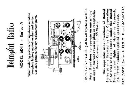 6D111 Ch= Series A; Belmont Radio Corp. (ID = 3060700) Radio