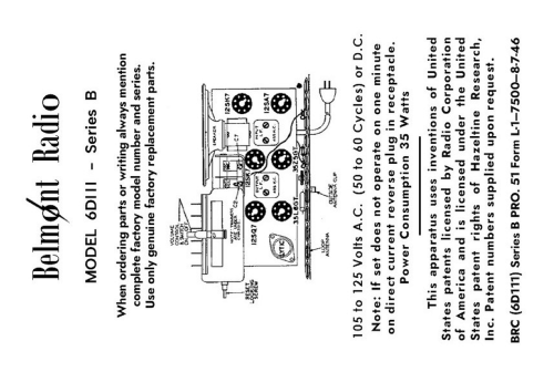 6D111 Ch= Series B; Belmont Radio Corp. (ID = 3060701) Radio