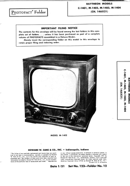 Raytheon C1401 Ch= 14AX21; Belmont Radio Corp. (ID = 2850522) Television