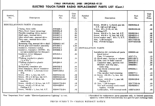 34B1 Chrysler Imperial MoPar 413; Bendix Radio (ID = 125913) Car Radio