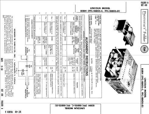 Lincoln 85BH Ch= FFC-18805-C, FFC-18805-D; Bendix Radio (ID = 768996) Car Radio