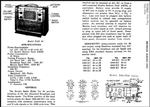 PAR-80A ; Bendix Radio (ID = 324241) Radio