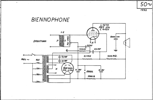 NF-Telefonrundspruch 50-1932; Biennophone; Marke (ID = 13888) Wired-W