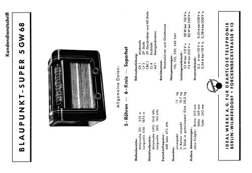 5GW68; Blaupunkt Ideal, (ID = 1400357) Radio