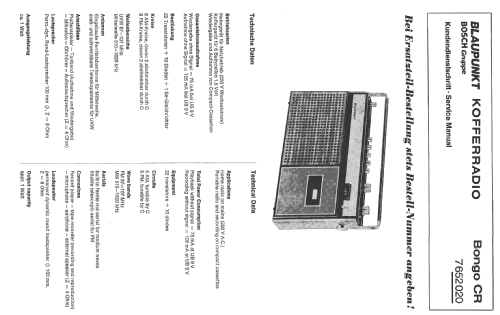 Bongo CR 7.652.020; Blaupunkt Ideal, (ID = 223363) Radio