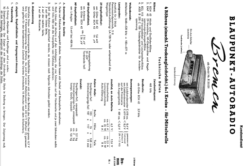 Bremen ab R 35001; Blaupunkt Ideal, (ID = 630194) Car Radio