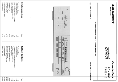 Cassette Deck Artech RC - 1990 7 628 410; Blaupunkt Ideal, (ID = 1735916) R-Player