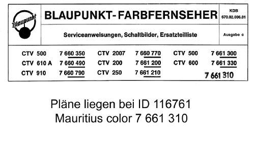 CTV2007 7.660.770; Blaupunkt Ideal, (ID = 1048533) Television