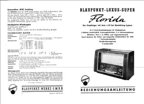 Florida H 3054; Blaupunkt Ideal, (ID = 138517) Radio