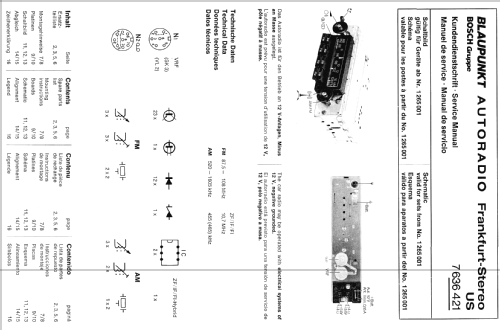 Frankfurt Stereo US 7.636.421 ab 1265001; Blaupunkt Ideal, (ID = 578751) Car Radio