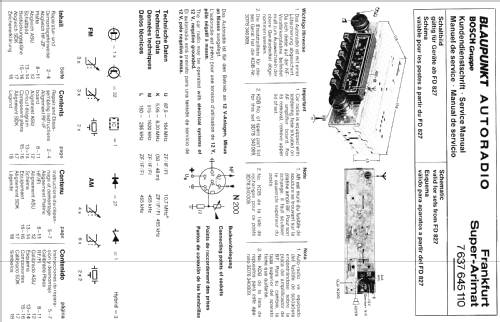 Frankfurt Super Arimat 7.637.643.110 ab FD 827; Blaupunkt Ideal, (ID = 603067) Car Radio