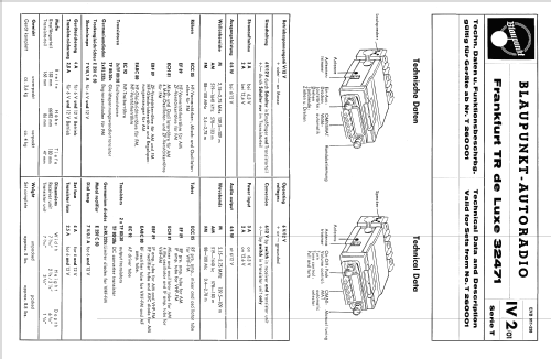 Frankfurt TR de Luxe US 32471 ab T 260001; Blaupunkt Ideal, (ID = 951709) Car Radio