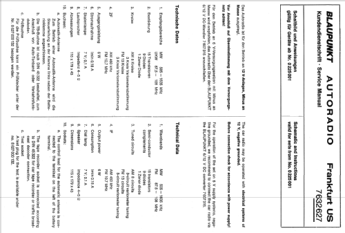 Frankfurt US 7.632.627 ab 0225001; Blaupunkt Ideal, (ID = 393635) Car Radio