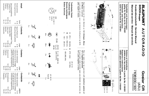 Goslar CR 7.636.930 / 937 ab 2100001; Blaupunkt Ideal, (ID = 599682) Car Radio