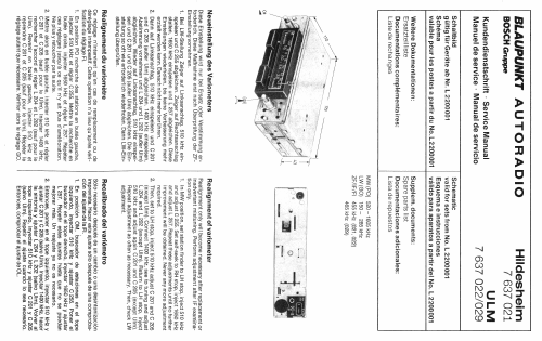 Hildesheim 7.637.021 ab L 2200001; Blaupunkt Ideal, (ID = 924411) Car Radio