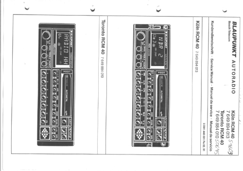 Köln RCM 40 7.649.894.013; Blaupunkt Ideal, (ID = 1939885) Car Radio