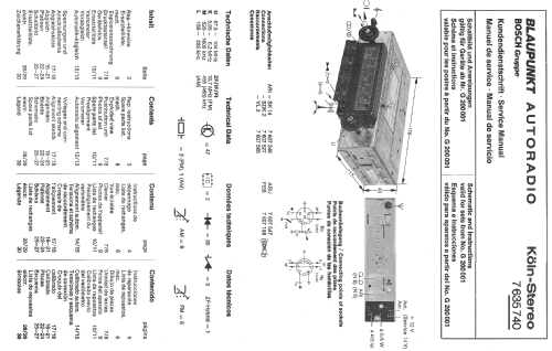 Köln Stereo 7.635.740 ab G 200001; Blaupunkt Ideal, (ID = 479369) Autoradio