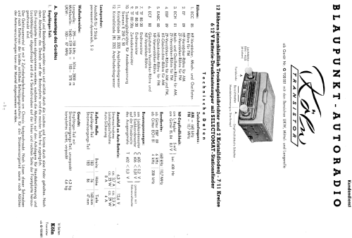 Köln Transistor ab G 920001; Blaupunkt Ideal, (ID = 652132) Autoradio