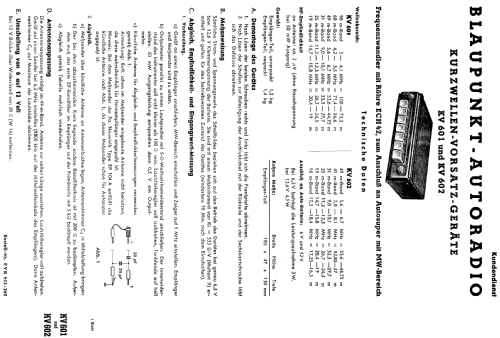 Kurzwellen-Vorsatzgerät KV601; Blaupunkt Ideal, (ID = 604979) Converter